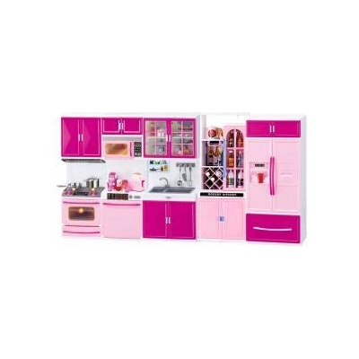 LEAN Toys Kitchen Furniture Set for Dolls Fridge Stove Accessories Pink