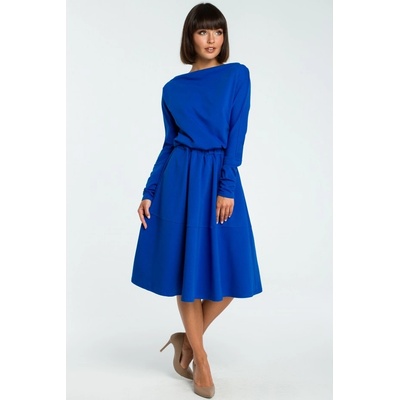 B087 Midi šaty s volánom RoyalBlue