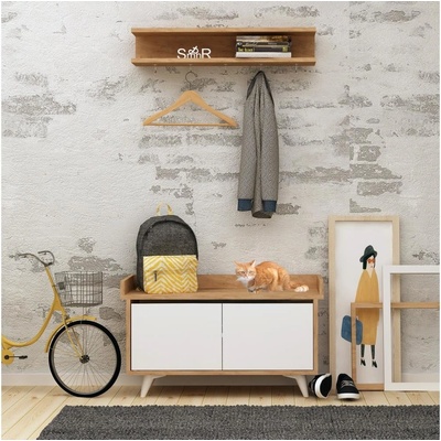 Asir Arasso 188 x 80 cm + botník 60 x 90 cm bílý hnědý AS0690