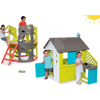 Smoby set domeček Pretty Blue a prolézačka Multi Activity Tower 810703-4