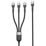 DeTech Кабел за данни DeTech DE-51CCL, 3 в 1, Type-C - 2хType-C, Lightning, 1.0m, Черен - 40516