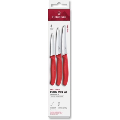 Victorinox - Комплект от 3 бр. кухненски ножа за зеленчуци SWISS CLASSIC, червен (GG745)