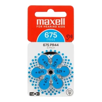 Maxell Батерия цинково въздушна maxell za675 6 бр. бутонни за слухов апарат в блистер (ml-bz-za675)