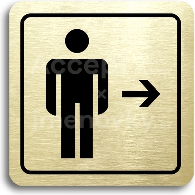 ACCEPT Piktogram WC muži vpravo - zlatá tabulka - černý tisk