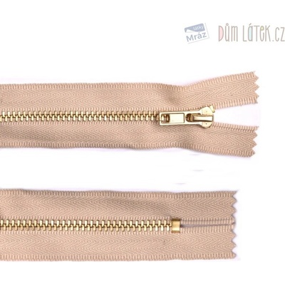 Zip mosadzný nedeliteľný bežový 10 cm