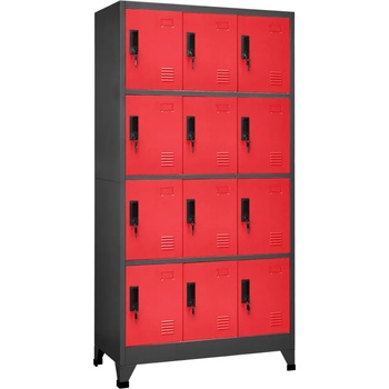 vidaXL Заключващ се шкаф, антрацит и червен, 90x45x180 см, стомана (339817)