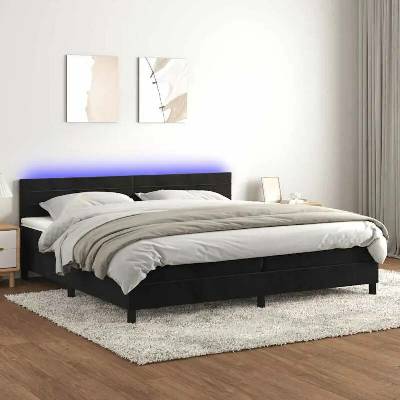 vidaXL 11461.3134485 Boxspring postel s matrací a LED černá samet