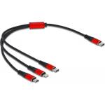 Delock USB кабел 3 в 1 Type-C към Lightning/Micro USB/Type-C 30см черен/червен (86710)