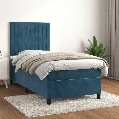vidaXL 3143116 Boxspring postel s matrací samet / barva Tmavě moddrá