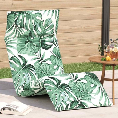 vidaXL Сгъваем шезлонг с мотив на листа, 175x54x8, 5 см, оксфордски плат (4019758)