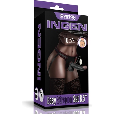 Lovetoy Ingen Easy Strap-on Set Vibrating 8.5" Black