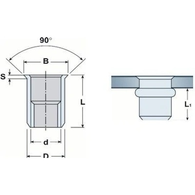 Nýtovací matice M8, ZB s malou zápustnou hlavou / balení 250 ks – Sleviste.cz