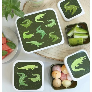 A Little Lovely Company : Комплект от 4 кутии за храна Lunch & Snack Box - "Crocodiles (SBSEVR59)