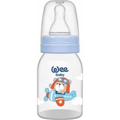 Wee Baby Бебешко шише Wee Baby Classic - 125 ml, синьо с мече пилот (851)