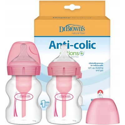Dr. Brown's kojenecká láhev anti-colic široká Options+ 150 ml růžová 2 ks