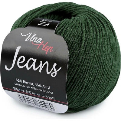 Pletací příze Jeans 50 g Varianta: 7 (8157) zelená tmavá, Balení: 1 ks 61353/158978/284766