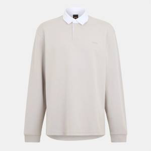 Boss Риза с дълъг ръкав Boss Mens BOSS ORANGE Exis Long Sleeve Rugby Shirt - Grey 070