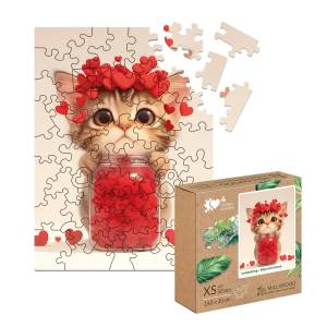 Milliwood Дървен пъзел Milliwood, Celebrating, 50 части - Коте и обич (XS-Kitty-5041) - bright-toys