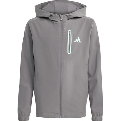 Adidas Детско яке за тренировка adidas Kid's Hooded Tech Woven Jacke Training jacket - Grey Four / Tactile Green - размер 176 (EU) (704-6097-0215)