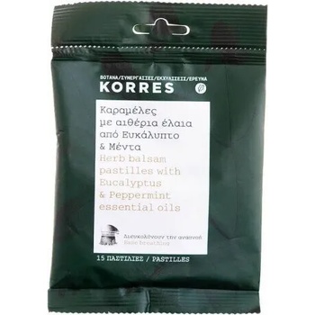 KORRES Дражета за гърло с Мента и Евкалипт, Korres Herb Balsam Pastilles with Eucalyptus & Peppermint 15 Pastilles