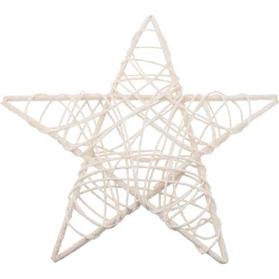 Trend-Deco Biele ratanové hviezdy veľké s trblietkami, závesné ozdoby 25 cm 4 ks