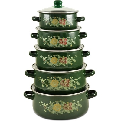 TIDAL Smaltované hrnce ZÁHRADA 1/1,5/2/3/4L 10ks zelené TD-3979