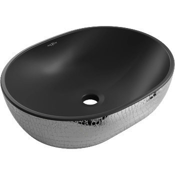 Mexen Viki мивка върху плот 48 x 35 см, черна мат/сребърен шарка на люспи - 21054872 (21054872)