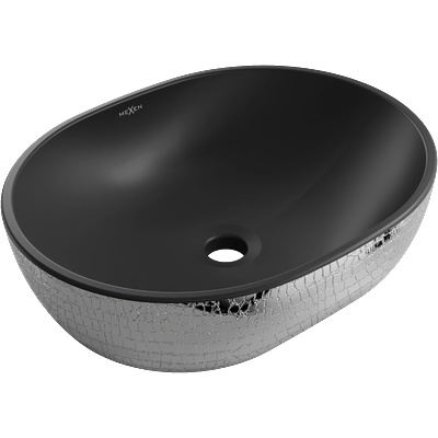 Mexen Viki мивка върху плот 48 x 35 см, черна мат/сребърен шарка на люспи - 21054872 (21054872)