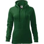 MALFINI Malfini trendy zipper 411 / Дамско яке тип кенгуру с цип по цялата дължина и качулка - бутилково зелено xxl (4110617)