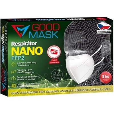 GOOD MASK Český respirátor FFP2 GM2 nano 3 ks – Zbozi.Blesk.cz