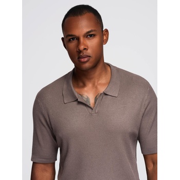 Ombre Clothing Мъжка поло риза без копчета с отворена яка - пепел от роза Ombre Clothing | Siv | МЪЖЕ | S