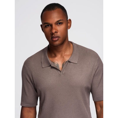 Ombre Clothing Мъжка поло риза без копчета с отворена яка - пепел от роза Ombre Clothing | Siv | МЪЖЕ | S