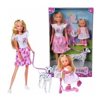 Simba Toys Steffi and Evi doll on a walk with Simba dog