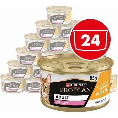 PRO PLAN Delicate Digestion paštéta pre mačky kura 24 x 85 g