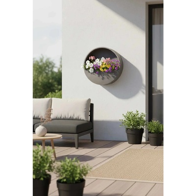 eshop-kvetinace.sk Kvetináč na stenu MURA, sklolaminát, Ø 50 cm, sivá, outlet
