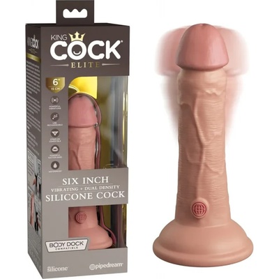 Пенис вибратор от силикон, двойна плътност, 17, 8см. - King Cock Elite Light (PIPE577621)