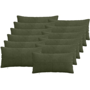 vidaXL Калъфка за възглавница 12 pcs ALMELO Зелено 40 x 80 cm кордурой (914637)