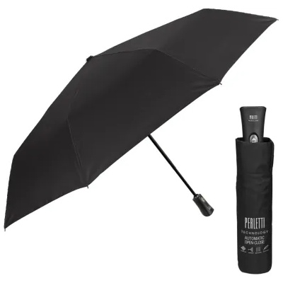 Мъжки автоматичен Open-Close чадър Perletti Technology 21670, Черен