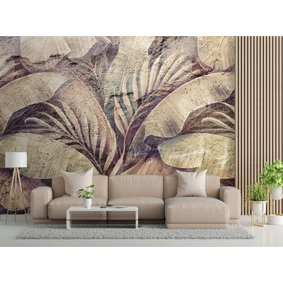 Gario Fototapeta Palmové listy, džungľa na imitácii betónu Materiál: Vliesová, rozmery 200 x 140 cm