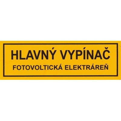 Samolepka - "Hlavný vypínač Fotovoltická elektráreň" 105 × 35 mm