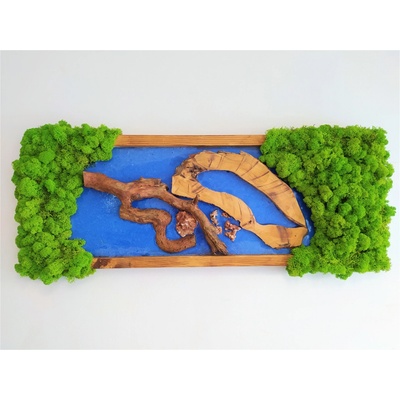 Machový obraz v kombinácii s epoxidovou živicou 40cm x 90cm