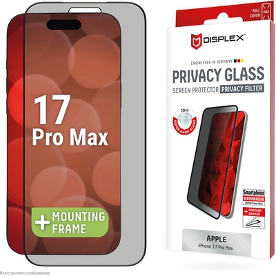 Displex Стъклен протектор за екран Displex Real Glass Full Cover (3D) с Филтър за поверителност, за iPhone 17 Pro Max (28567)
