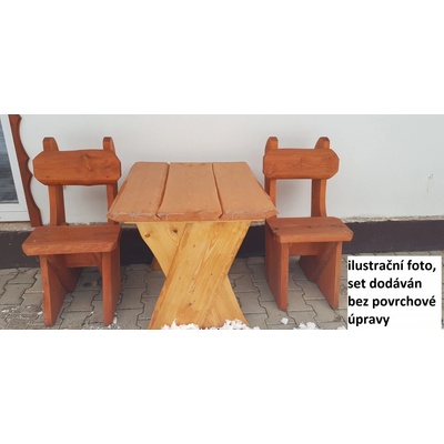 DZ-SERVICE Zahradní souprava malá – stůl malý a dvě židle (vše masiv) ZNM-060, bez povrchové úpravy – Zboží Mobilmania