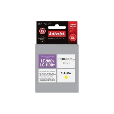 Compatible Оригиална касета за мастило Activejet AB-1100YNX Жълт Бял