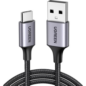 Ugreen Кабел с въжена о летка и бързо зареждане за устройства с USB-C  орт - Ugreen USB-A to USB-C Cable 18W (черен) (200 см) (S288-60128)