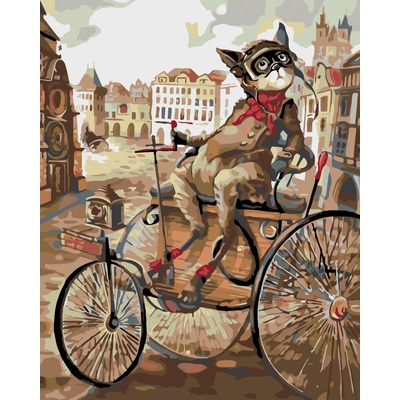 Zuty Malování podle čísel Kocour na trojkole 80 x 100 cm vypnuté plátno na rám