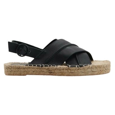 ESPADRILKY PLOCHÉ TOPÁNKY KLASICKÉ KOŽENÉ BÉŽOVO-ČIERNE PRUHY