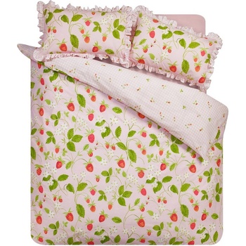 Catherine Lansfield Розово двойно 3 части спално бельо 200x200 cm Strawberry Frills - Catherine Lansfield (BD/60885/W/DQS/PK)