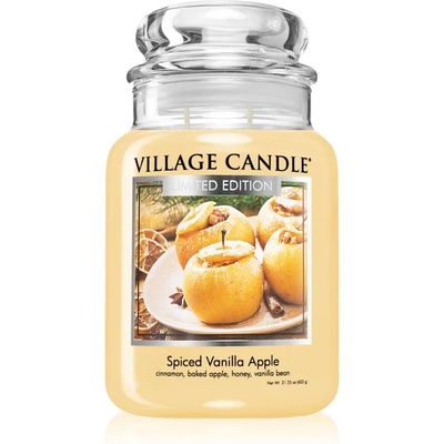 Village Candle Spiced Vanilla Apple ароматна свещ (Glass Lid) 602 гр