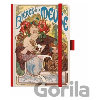 Notes A5 Premium Alfons Mucha prázdný červený Baloušek 2027